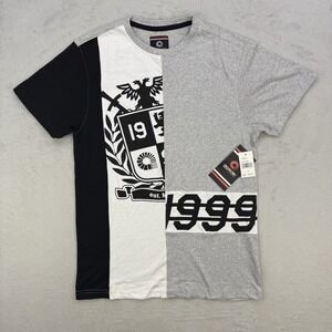 Akademiks Shirt Mens Graphic T-Shirt Black White Streetwear 1999 Crest Small NWT